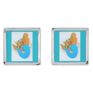 blue tail mermaid cufflinks
