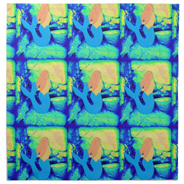 blue-tail mermaid design napkin (Front)