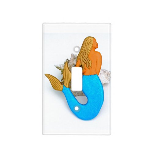 blue tail mermaid light switch cover