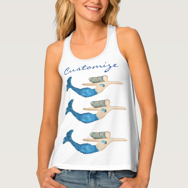 Blue-tail Mermaid Swimming Thunder_Cove  Tank Top (Front)