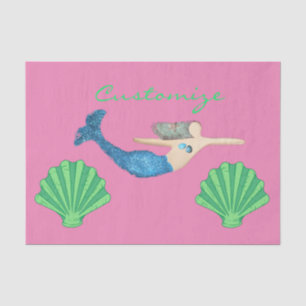 Blue-tail Mermaid Swimming Thunder_Cove Tissue Paper