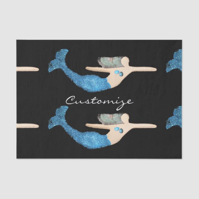 Blue-tail Mermaid Swimming Thunder_Cove Tissue Paper (Front)