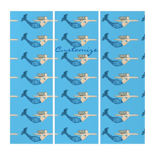 Blue-tail Mermaid Swimming Thunder_Cove Triptych (Front)