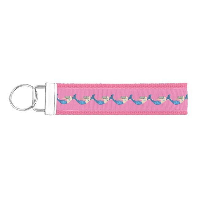 Blue-tail Mermaid Swimming Thunder_Cove Wrist Keychain (Keys on Left)