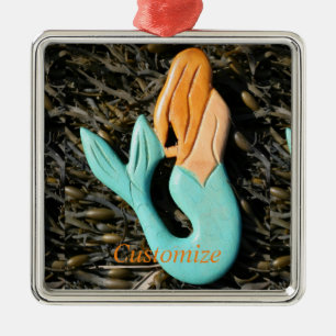 Blue-tail Mermaid Thunder_Cove Metal Ornament