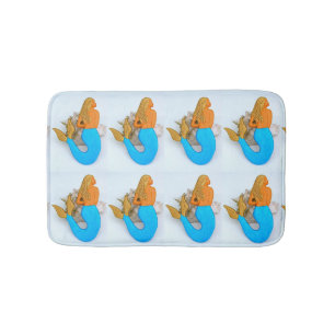 blue-tail mermaids bathroom mat