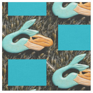 blue-tail mermaids pattern fabric