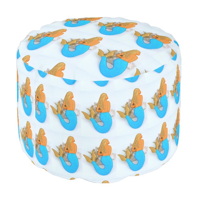 blue tail mermaids pouf (Angled Back)