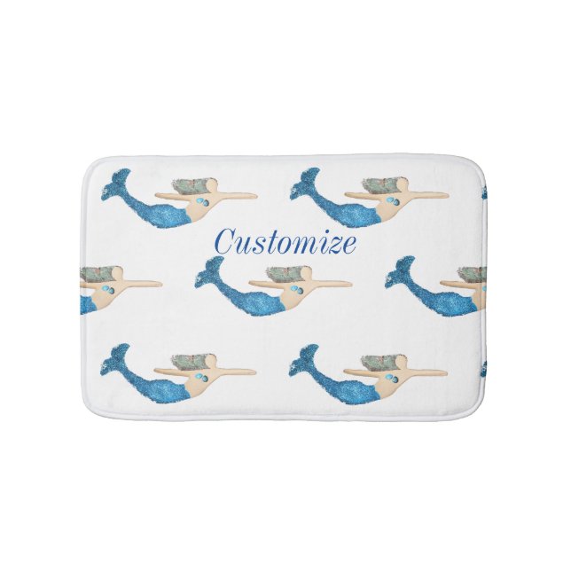 Blue-tailed Mermaids Swimming Thunder_Cove Bath Mat (Front)