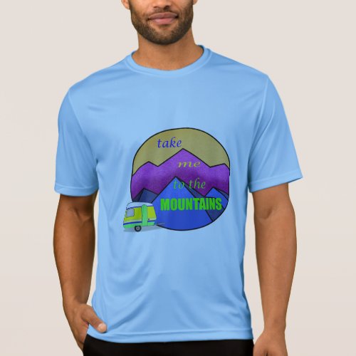 Blue Take Me to the Mountains Digital Design T_Shirt