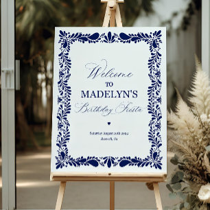 Blue Talavera Birthday Welcome Sign Printable Temp