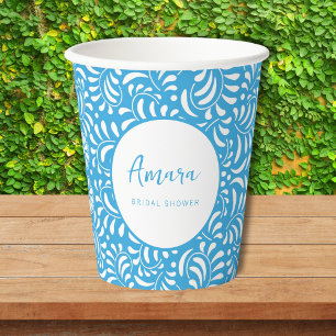 BLUE TALAVERA BRIDAL SHOWER PAPER CUPS