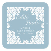 Blue Talavera Cielito Lindo Boy Baby Shower Square Sticker