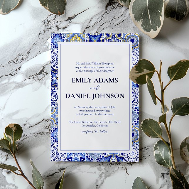 Blue Talavera Fiesta: A Spanish Mexican Wedding Invitation (Creator Uploaded)