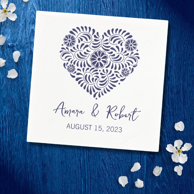 Blue Talavera heart Napkins (Creator Uploaded)