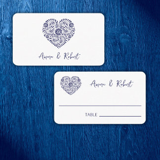 Blue talavera heart place card