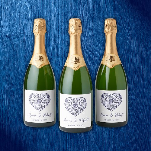 Blue Talavera heart Sparkling Wine Label