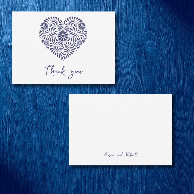 Blue Talavera heart thank you Note Card (Creator Uploaded)