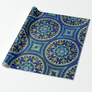 Blue Talavera mandala Wrapping Paper