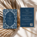 Blue Talavera Mexican QR Code Wedding Invitation<br><div class="desc">Effortlessly blend tradition and technology with this Blue Talavera Mexican QR Code Wedding Invitation. Featuring vibrant talavera-inspired details and a scannable QR code for RSVPs or wedding details,  it’s the perfect mix of cultural charm and modern convenience. Matching items are available in our store,  Cava Party Designs.</div>