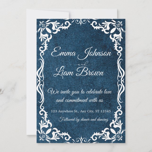Blue Talavera Mexican Spanish Wedding Invitation (Front)