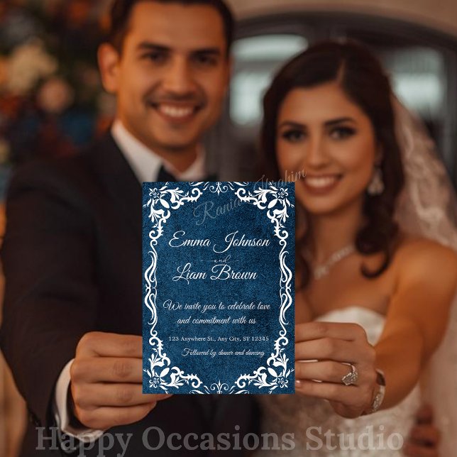 Blue Talavera Mexican Spanish Wedding Invitation (Creator Uploaded)