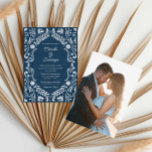 Blue Talavera Mexican Spanish Wedding Invitation<br><div class="desc">Celebrate your love with this elegant blue Talavera-inspired Mexican wedding invitation featuring Spanish text and your photo. Perfect for blending tradition and personal touches,  this vibrant design showcases intricate details and offers full-text customization for your wedding details. Matching items are available in our store. Cava Party Designs.</div>