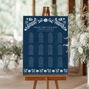 Blue Talavera Mexican Wedding Seating Chart Foam Board