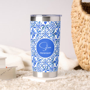 Blue Talavera Spanish tiles bridesmaids gifts Insulated Tumbler