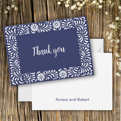 Blue talavera thank you note card