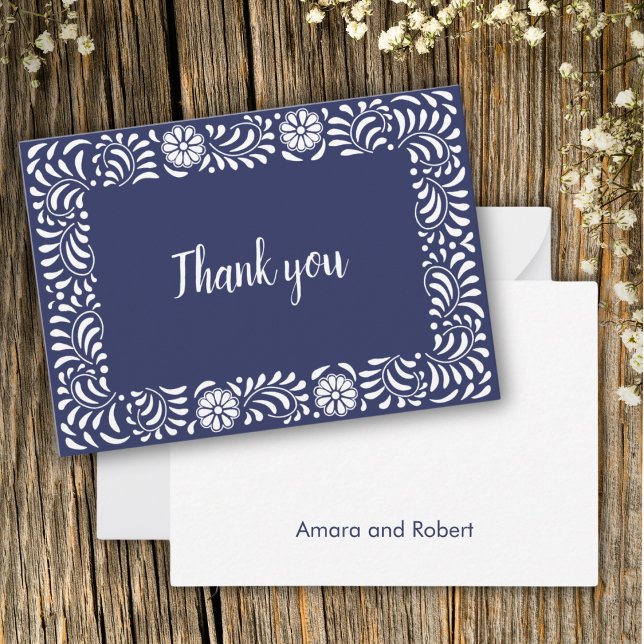 Blue talavera thank you note card (Creator Uploaded)