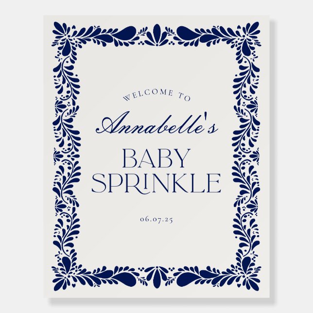 Blue Talavera Tile Baby Sprinkle Welcome Sign (Front)