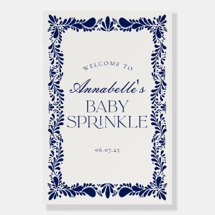 Blue Talavera Tile Baby Sprinkle Welcome Sign