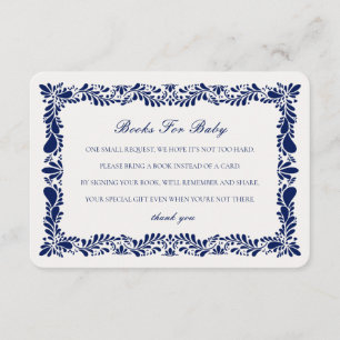 Blue Talavera Tile Books Baby Invitation Insert
