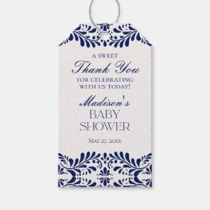 Blue Talavera Tile Fiesta Baby Shower Favor Gift Tags