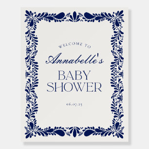 Blue Talavera Tile Fiesta Baby Shower Welcome Sign