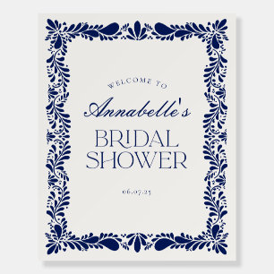 Blue Talavera Tile Fiesta Bridal Shower Welcome Foam Board