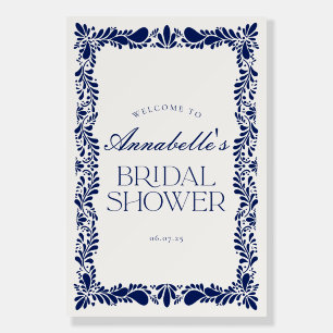 Blue Talavera Tile Fiesta Bridal Shower Welcome Foam Board