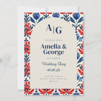 Blue Talavera Tile Mexican Wedding Invitation