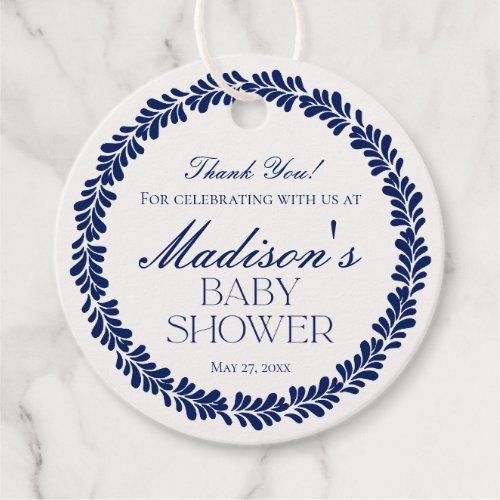 Blue Talavera Tile Spanish Fiesta Baby Shower Favor Tags