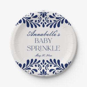 Blue Talavera Tile Spanish Fiesta Baby Spinkle Paper Plates