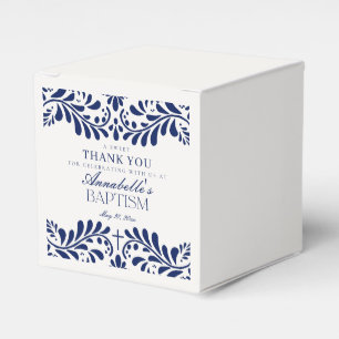 Blue Talavera Tile Spanish Fiesta Baptism Favor Boxes