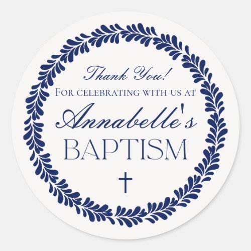 Blue Talavera Tile Spanish Fiesta Baptism Favor Classic Round Sticker