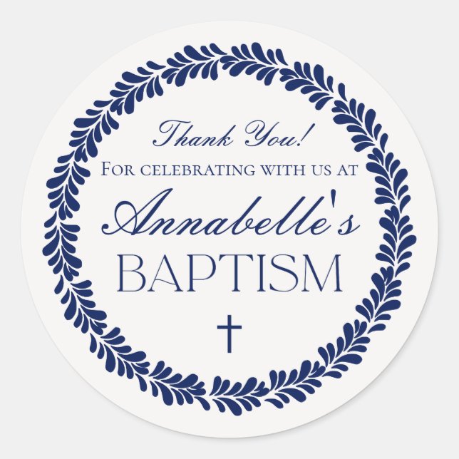 Blue Talavera Tile Spanish Fiesta Baptism Favor Classic Round Sticker (Front)