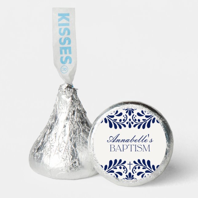 Blue Talavera Tile Spanish Fiesta Baptism Hershey®'s Kisses® (Front)