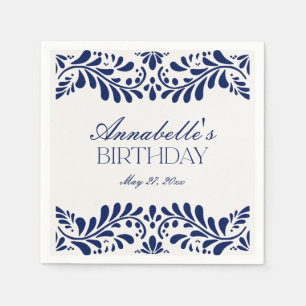 Blue Talavera Tile Spanish Fiesta Birthday Napkins