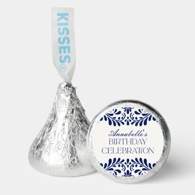 Blue Talavera Tile Spanish Fiesta Birthday Party Hershey®'s Kisses® (Front)