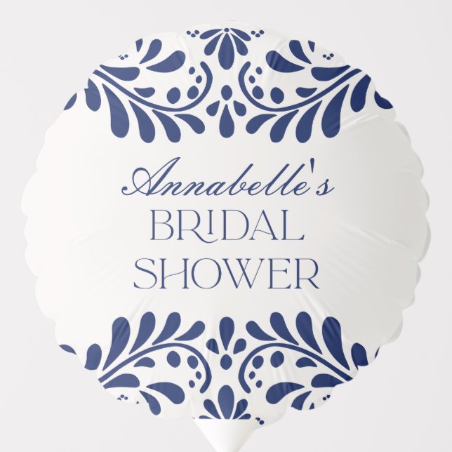 Blue Talavera Tile Spanish Fiesta Bridal Shower Balloon (Front)