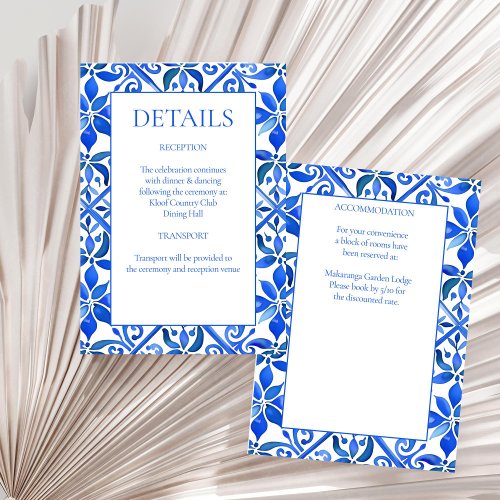 Blue Talavera tiles vintage Mexican wedding detail Enclosure Card