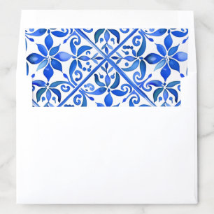 Blue Talavera tiles vintage Mexican wedding Envelope Liner